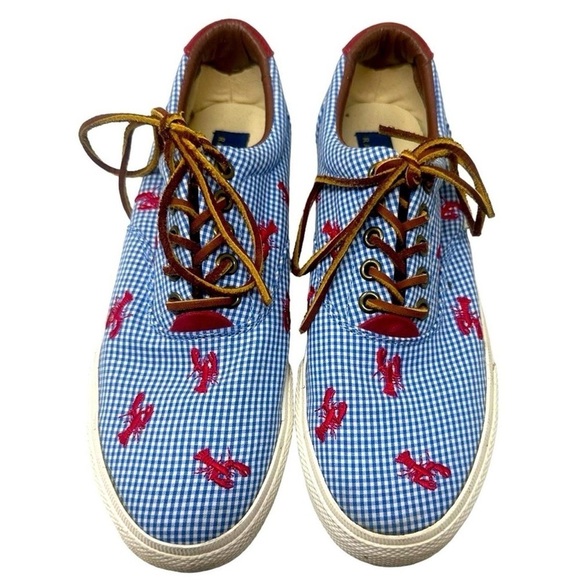 Polo Ralph Lauren Vaughn C Blue Gingham Lobster Deck Shoes size 9.5D - Picture 2 of 6